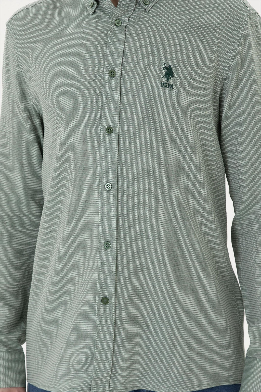 Мужская зеленая рубашка с длинным рукавом - U.s. polo assn фото 6