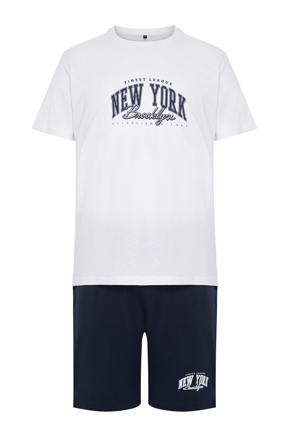 TRENDYOL MAN Lacivert Bask?l? Regular Fit Orme Sortlu Pijama Tak?m? TMNSS24PT00012 - Trendyolmilla фото 8
