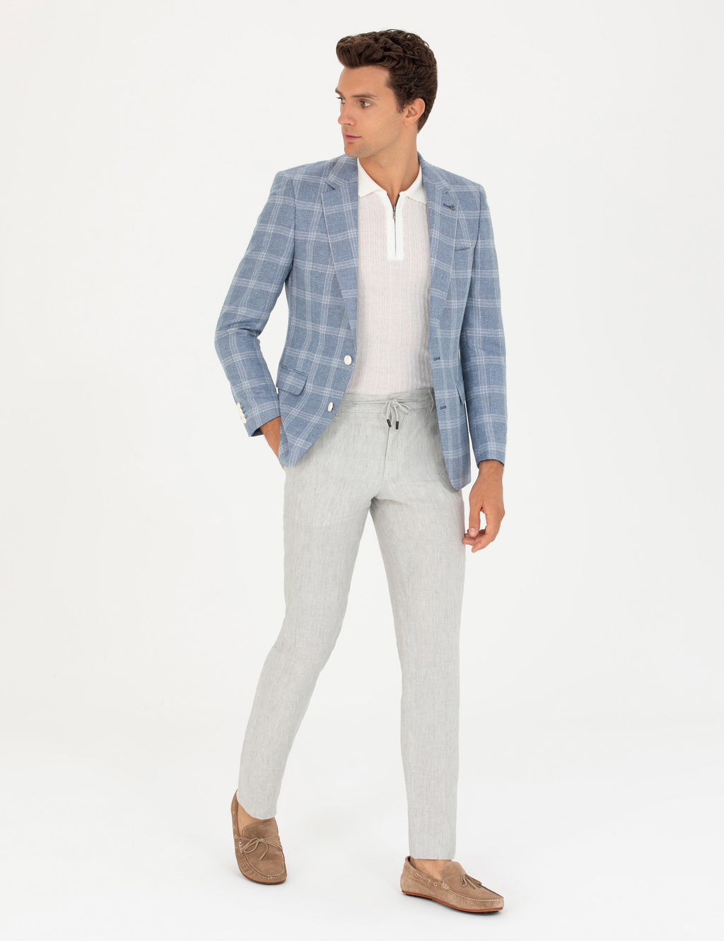 Mavi Slim Fit Keten Kar___ml_ Ceket