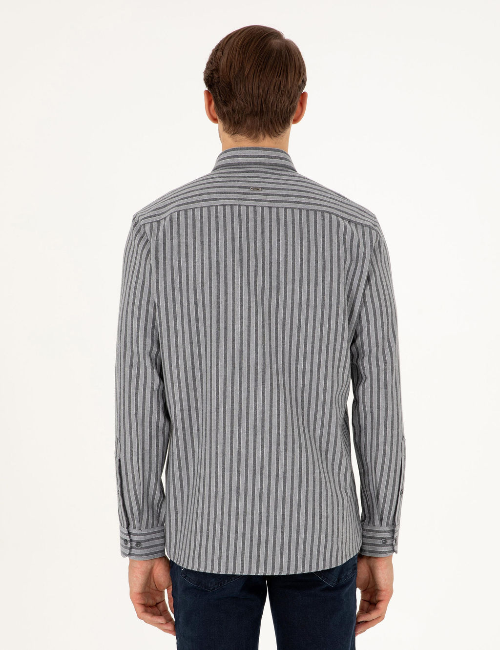 Gri Regular Fit _izgili Uzun Kollu G_mlek - Pierre cardin фото 5