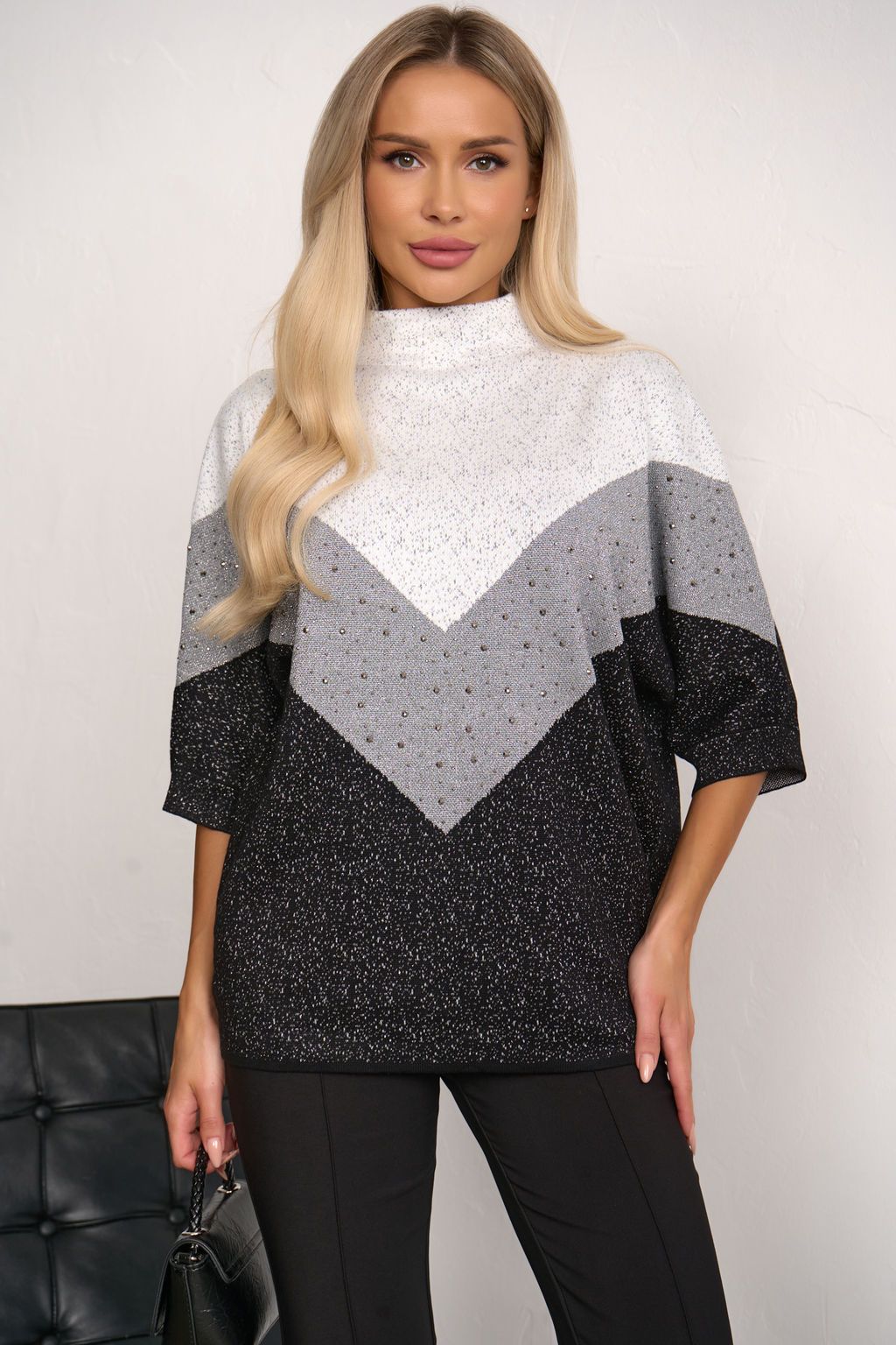 Джемпер (черный/серый) Б11-259/2 - Николь фото 2