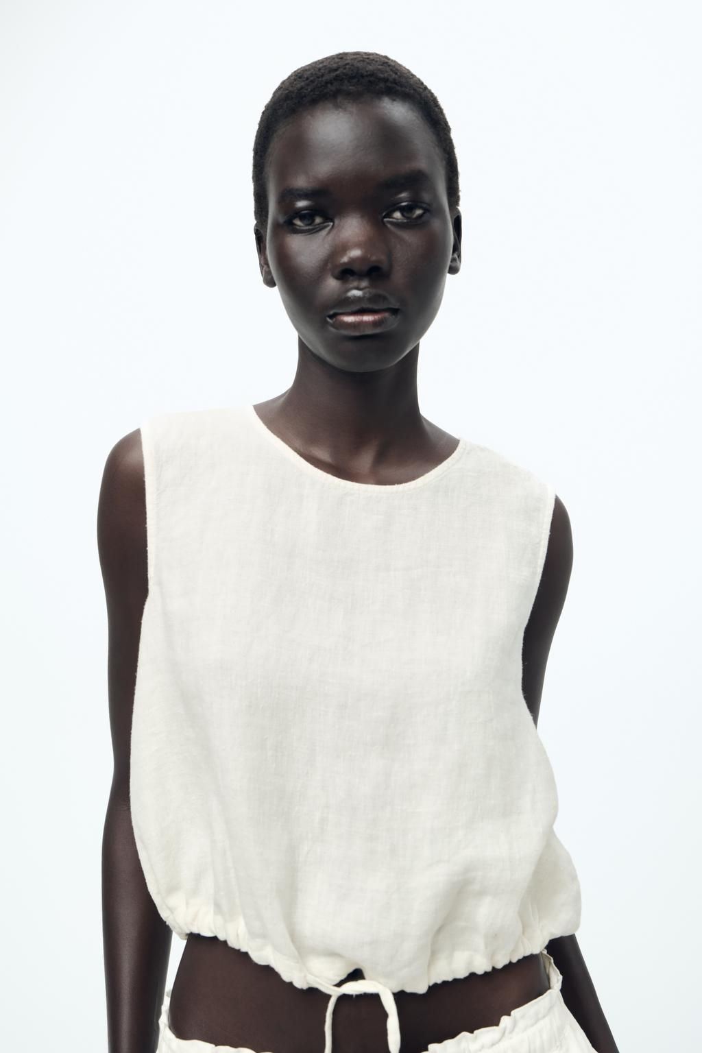 ZW COLLECTION 100% LINEN TOP WITH TIES - Zara фото 20