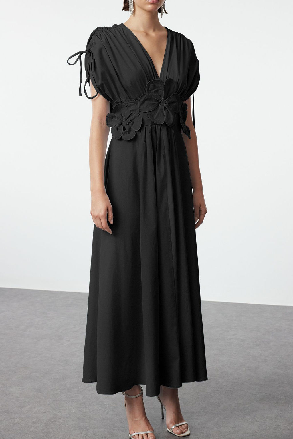 Trendyolmilla Ac?k Mavi 3 Boyutlu Cicek Detayl? Poplin S?k Abiye Gece Mezuniyet Elbisesi TPRSS24EL00282  фото 3