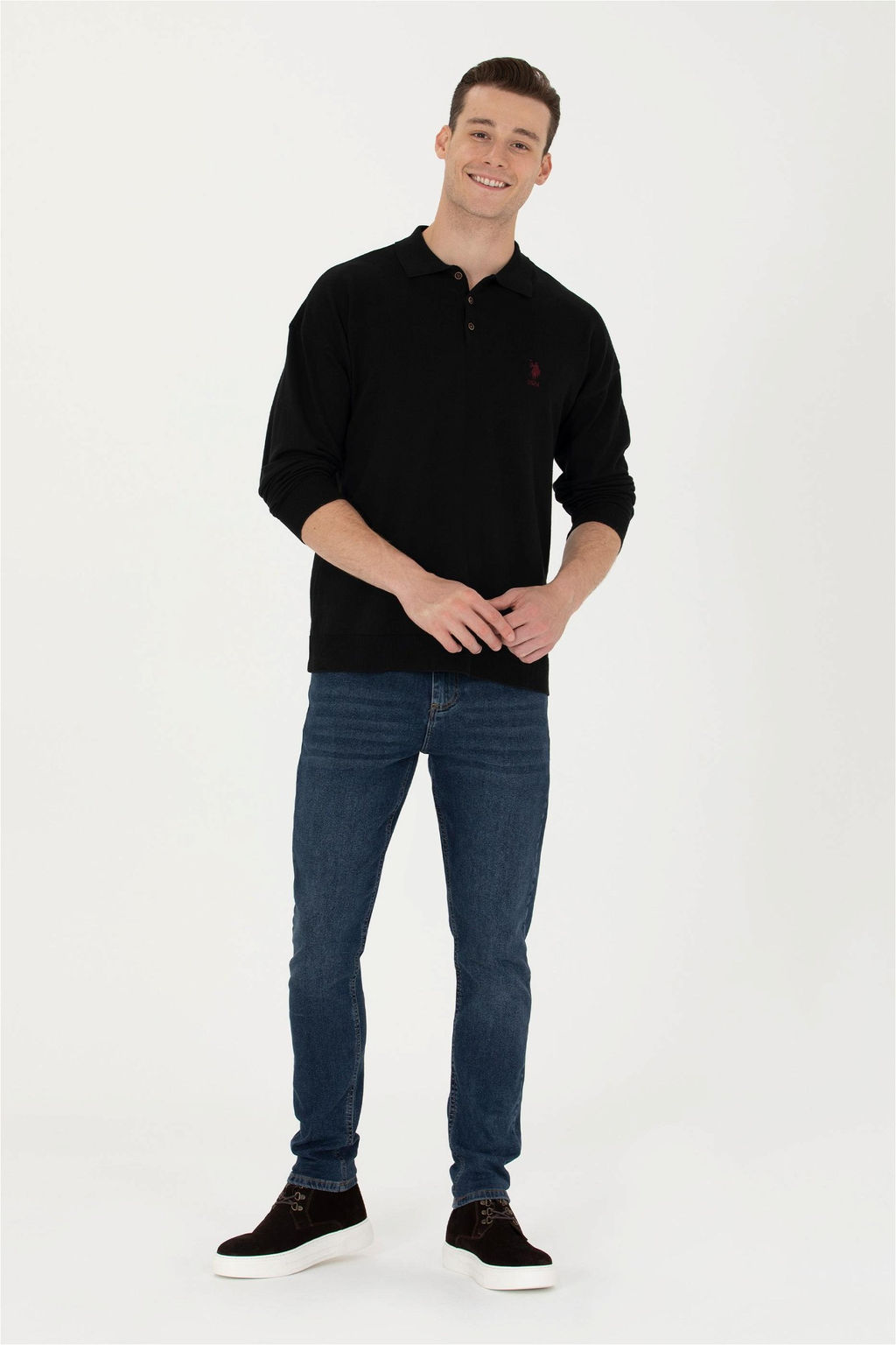 U. S. Polo Assn Мужской черный базовый свитер - U.s. polo assn фото 11