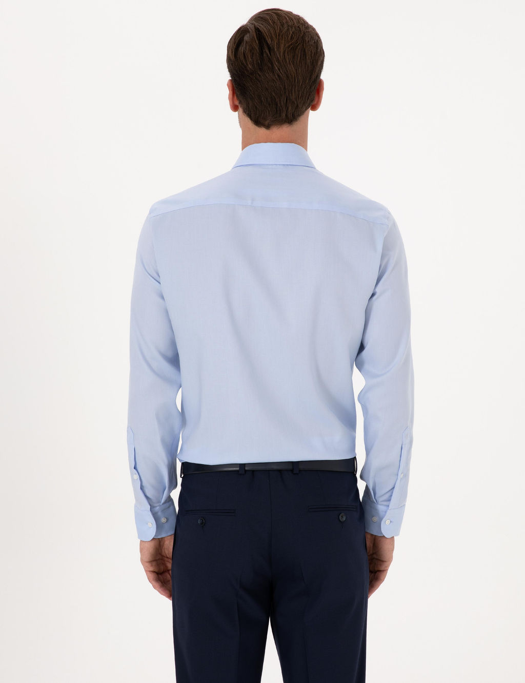 A__k Mavi Slim Fit %100 Pamuk Yakas_ D__meli Oxford G_mlek