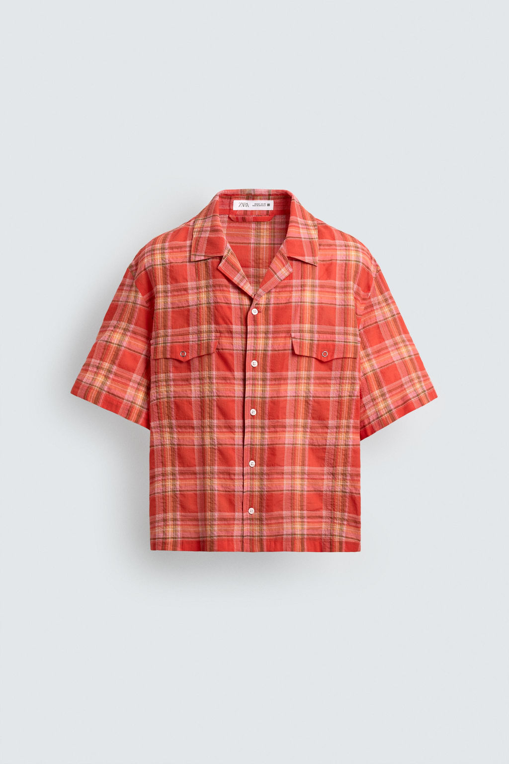 CAMISA RELAXED FIT CUADROS / Naranja - Zara фото 7