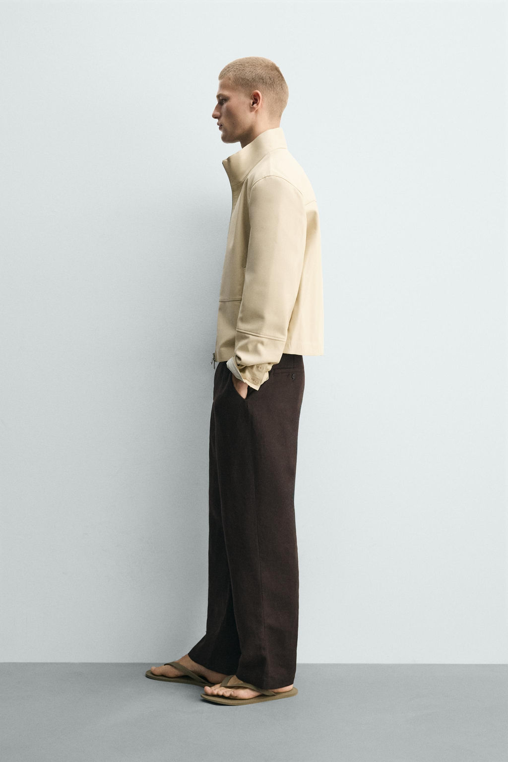 CAZADORA PIEL CREMALLERA / Crudo - Zara фото 4