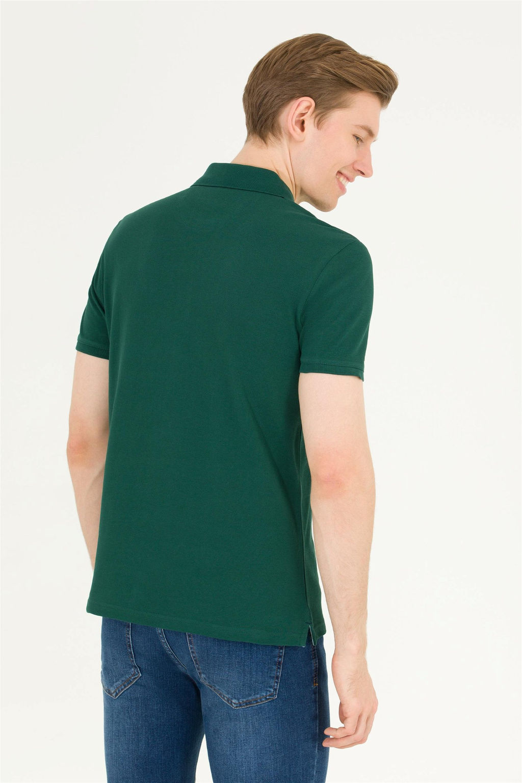 U. S. Polo Assn Мужская темно-зеленая базовая футболка с воротником-поло - U.s. polo assn фото 12