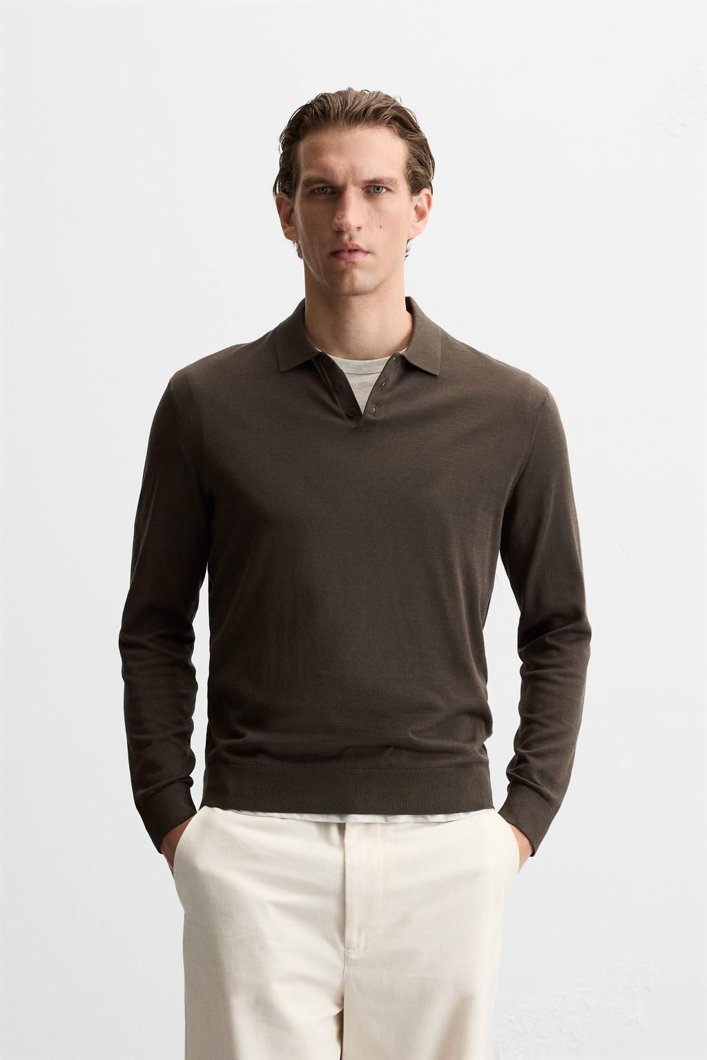 KNIT COTTON - SILK POLO SHIRT - Zara фото 19