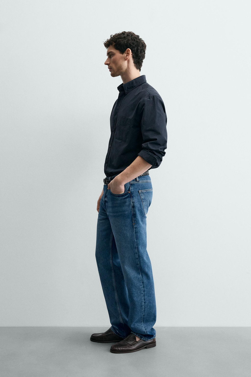 CAMISA REGULAR FIT ALGOD?N / Azul - Zara фото 4