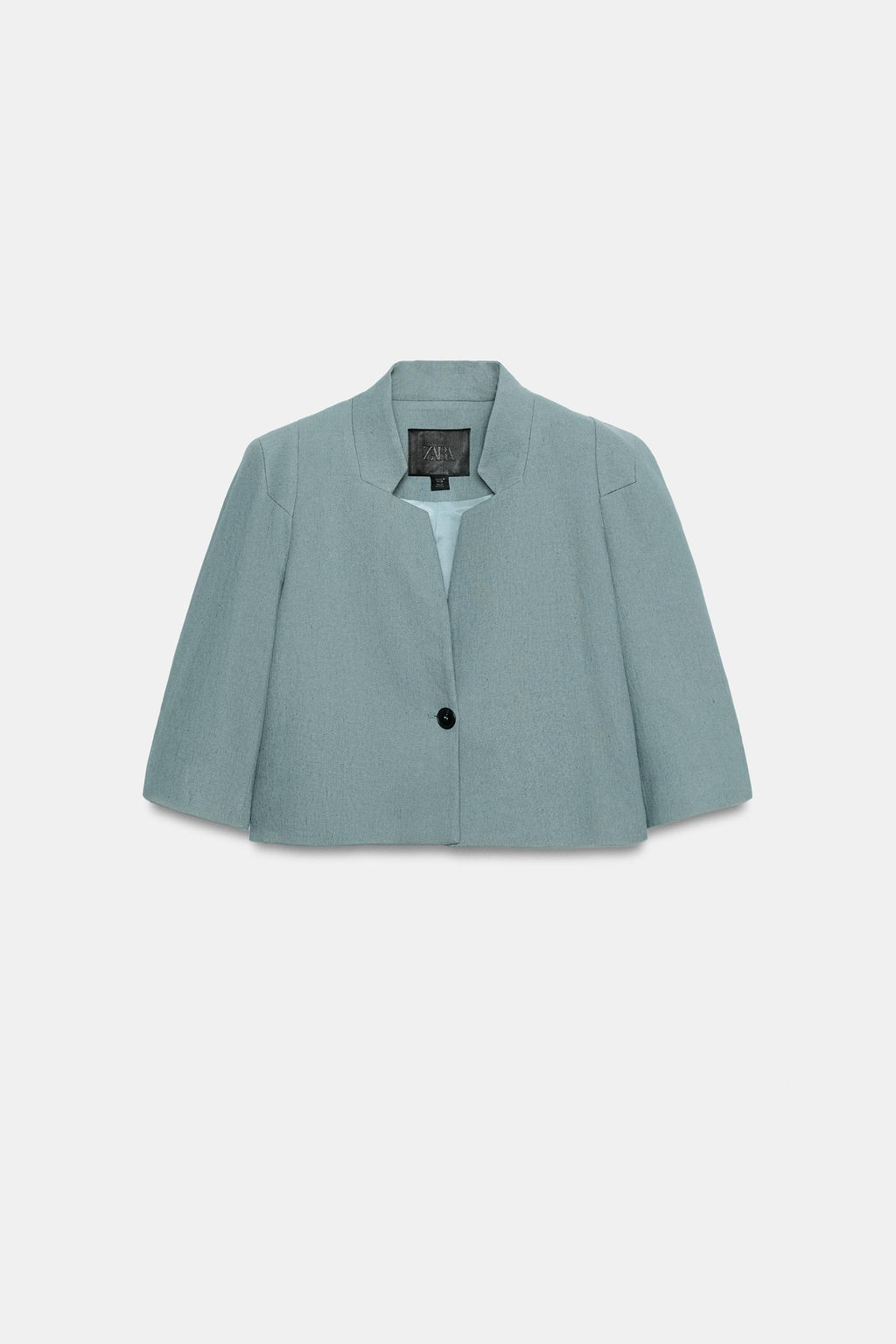 BLAZER CORTA CON LINO ZW COLLECTION / Azul / Gris - Zara фото 7