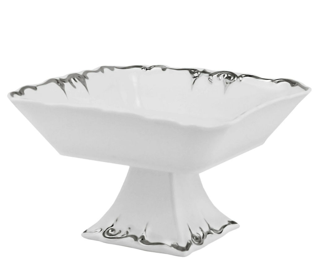 666-396 Квадратная фруктовница 21см на ножке ARGENTO в под.уп.(х4)Фарфор - Lenardi фото 2