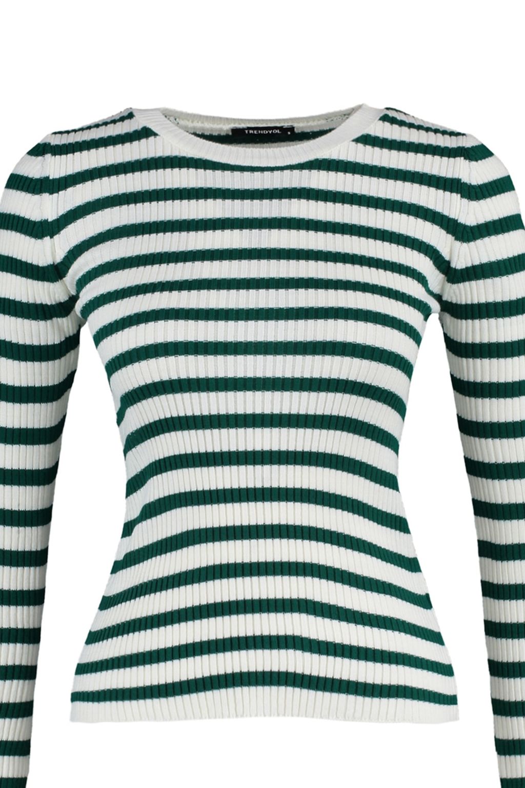 Ac?k Yesil Basic Cizgili Triko Kazak TWOAW21KZ0942