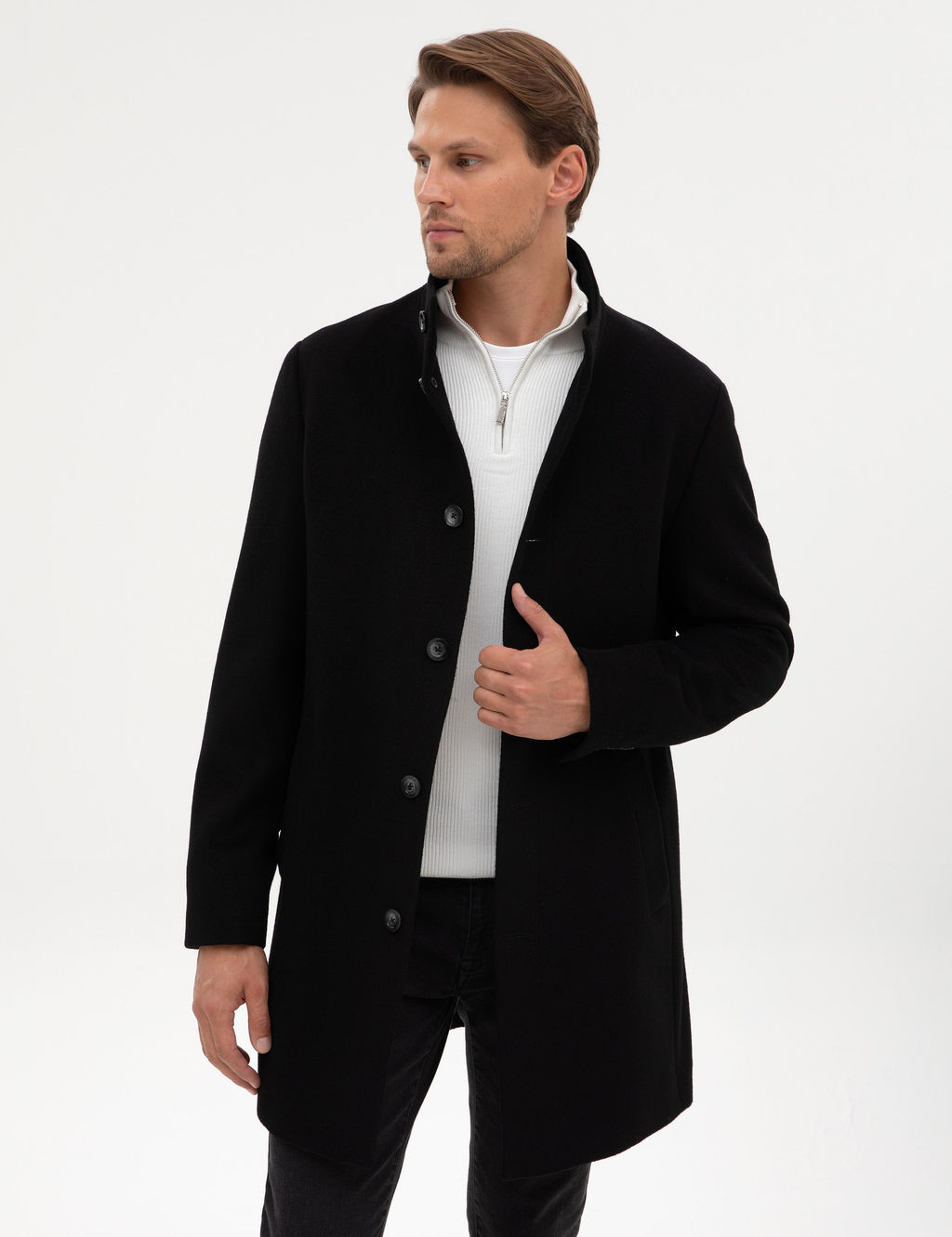 Siyah Slim Fit Palto