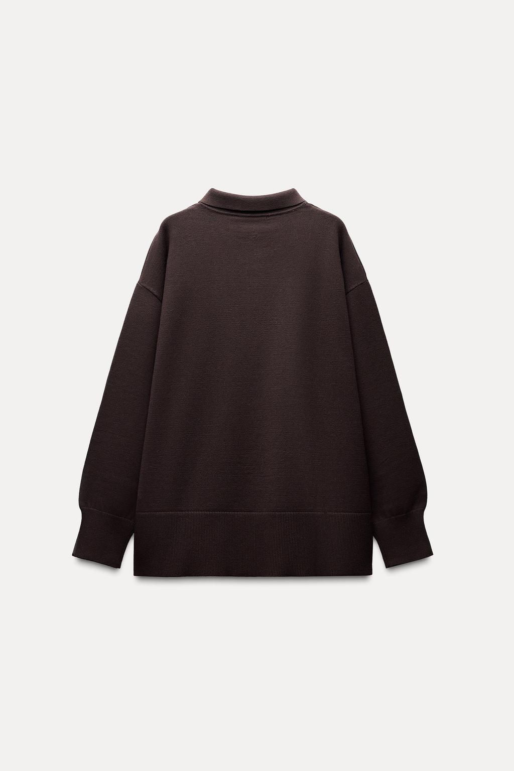 PLAIN KNIT POLO SWEATER - Zara фото 7