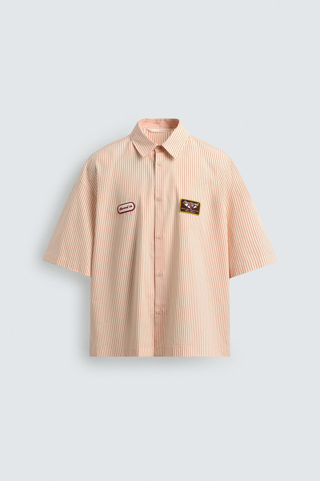 CAMISA BOXY FIT RAYAS / blanco-naranja - Zara фото 8