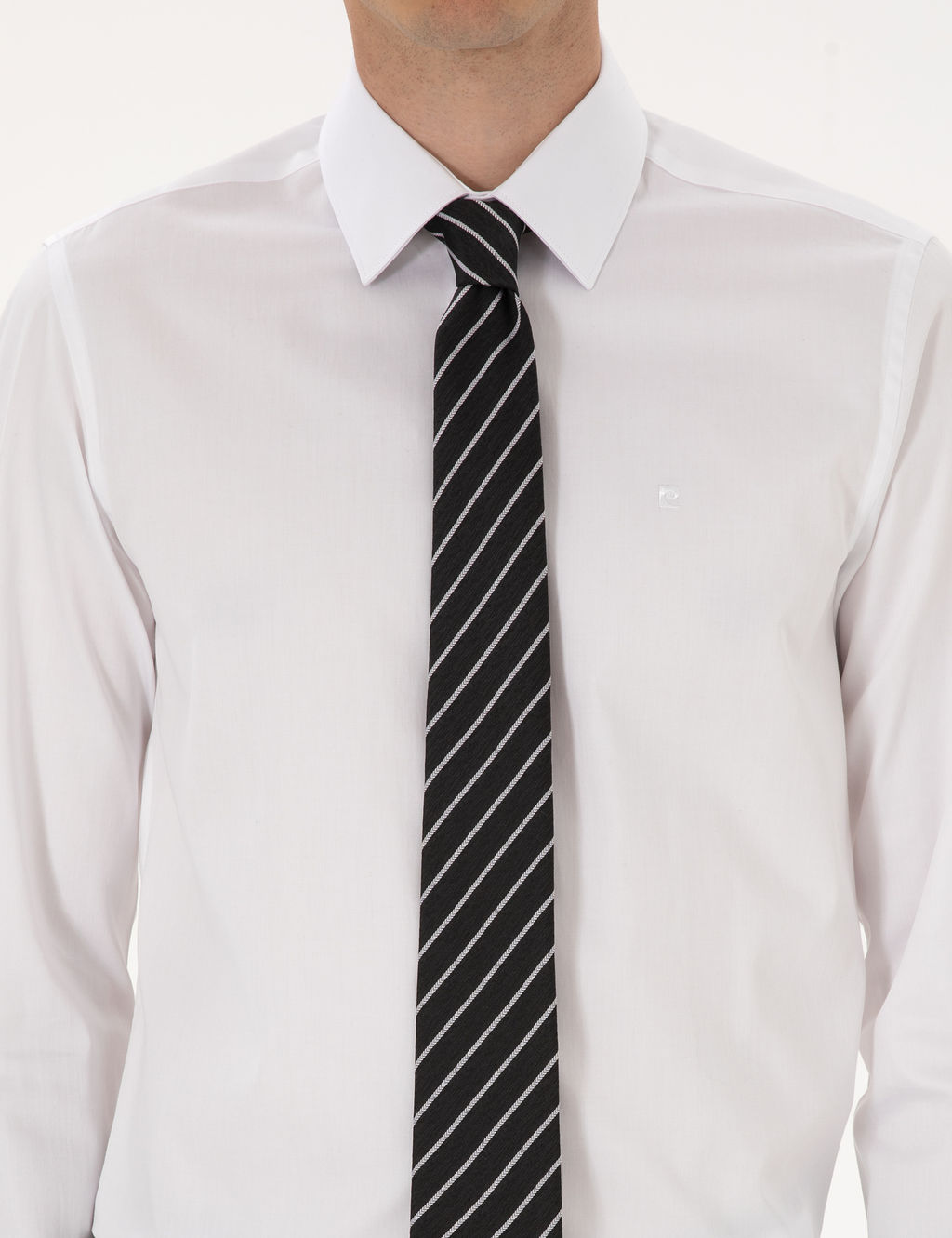Beyaz %100 Pamuk Parlak Saten Slim Fit Uzun Kollu Basic G_mlek