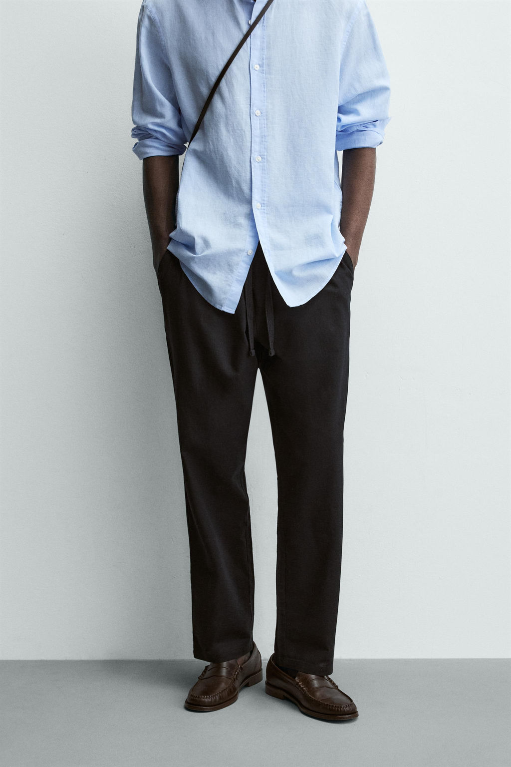 PANTAL?N RELAXED FIT ALGOD?N - LINO / Negro - Zara фото 2