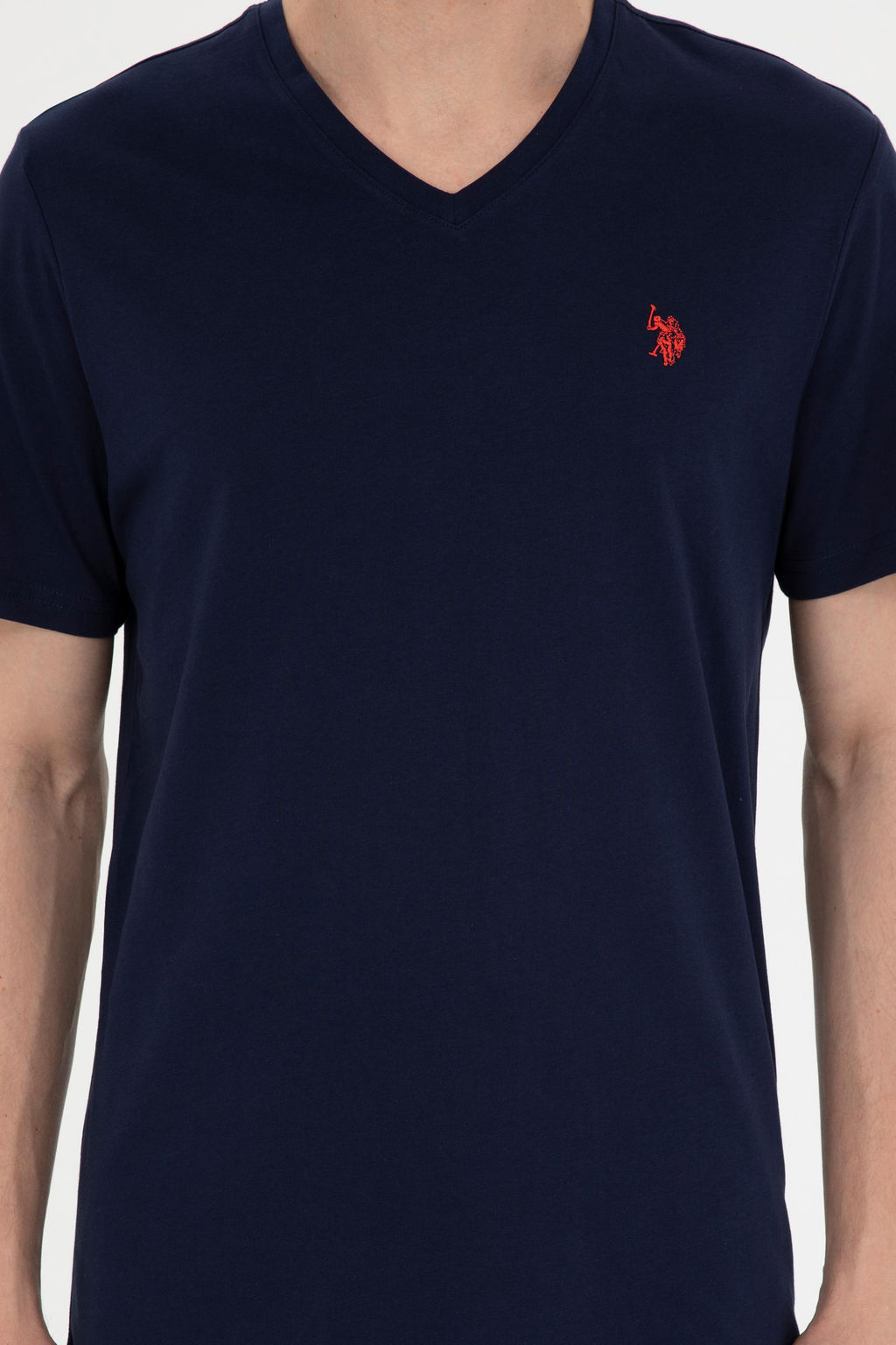 Футболка мужская U.S. Polo Assn базовая темно-синяя из хлопка фото 13