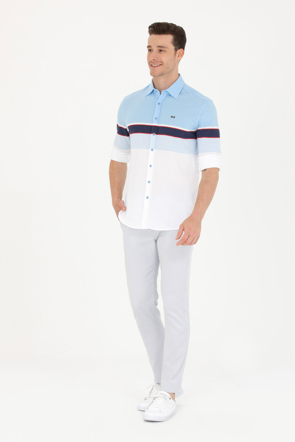 Мужская синяя рубашка с длинным рукавом - U.s. polo assn фото 18