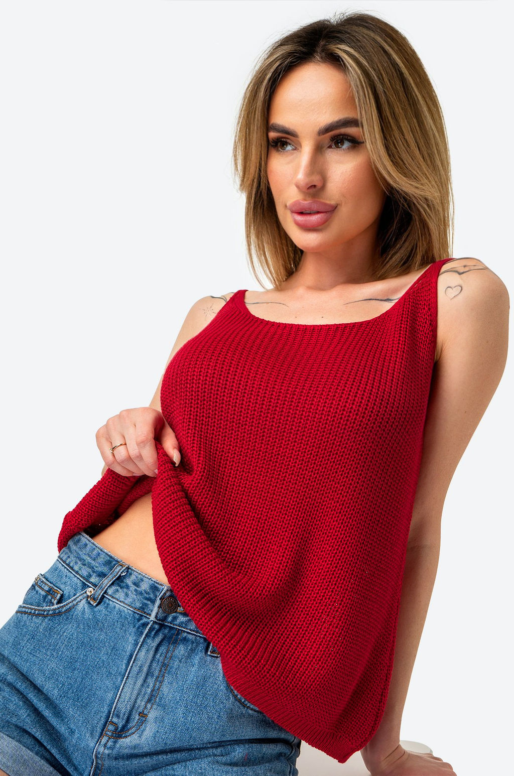 Женский вязаный топ на бретелях Happy Fox  фото 62