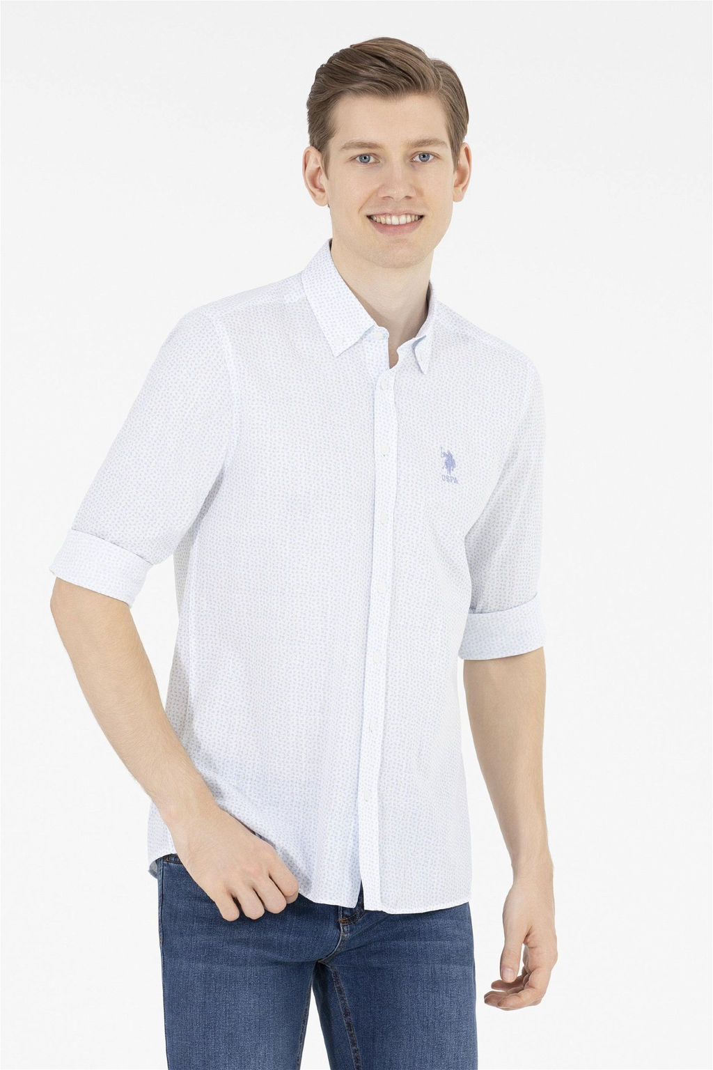 U. S. Polo Assn Мужская белая рубашка с длинным рукавом - U.s. polo assn фото 8
