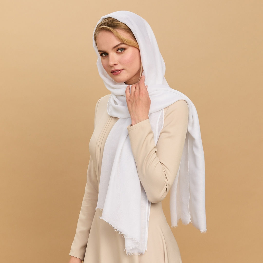 Палантин 180 х 85 см, цвет белый - Мастерская ПОКРОВ фото 5