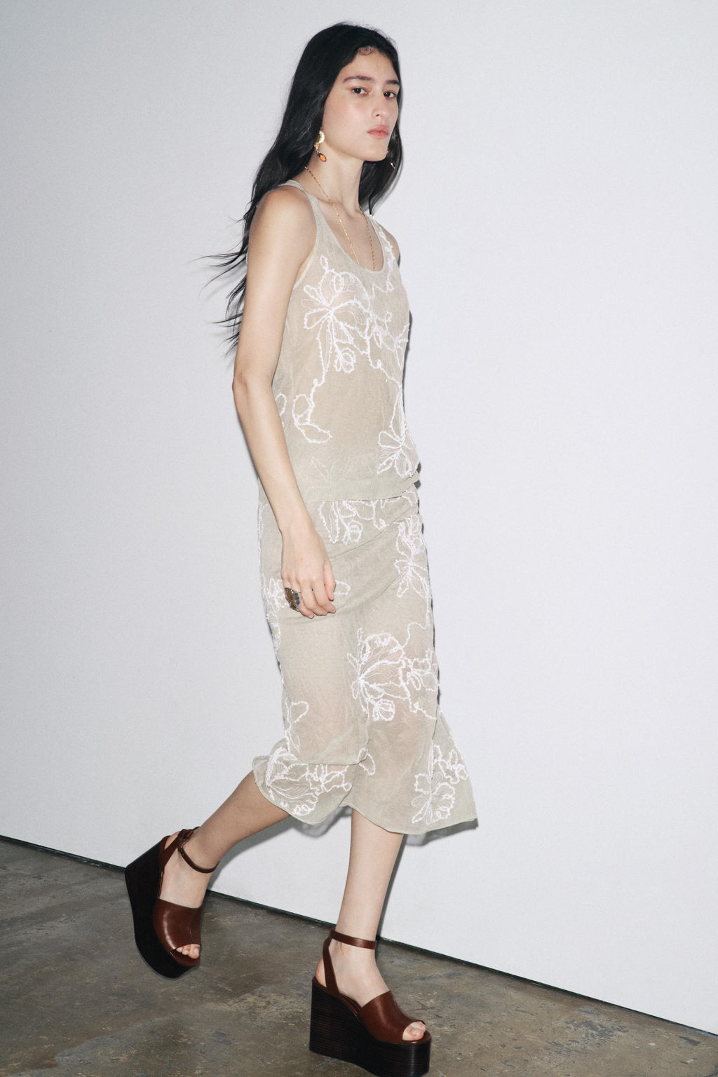 SEMI-SHEER STRUCTURED KNIT SKIRT - Zara фото 5