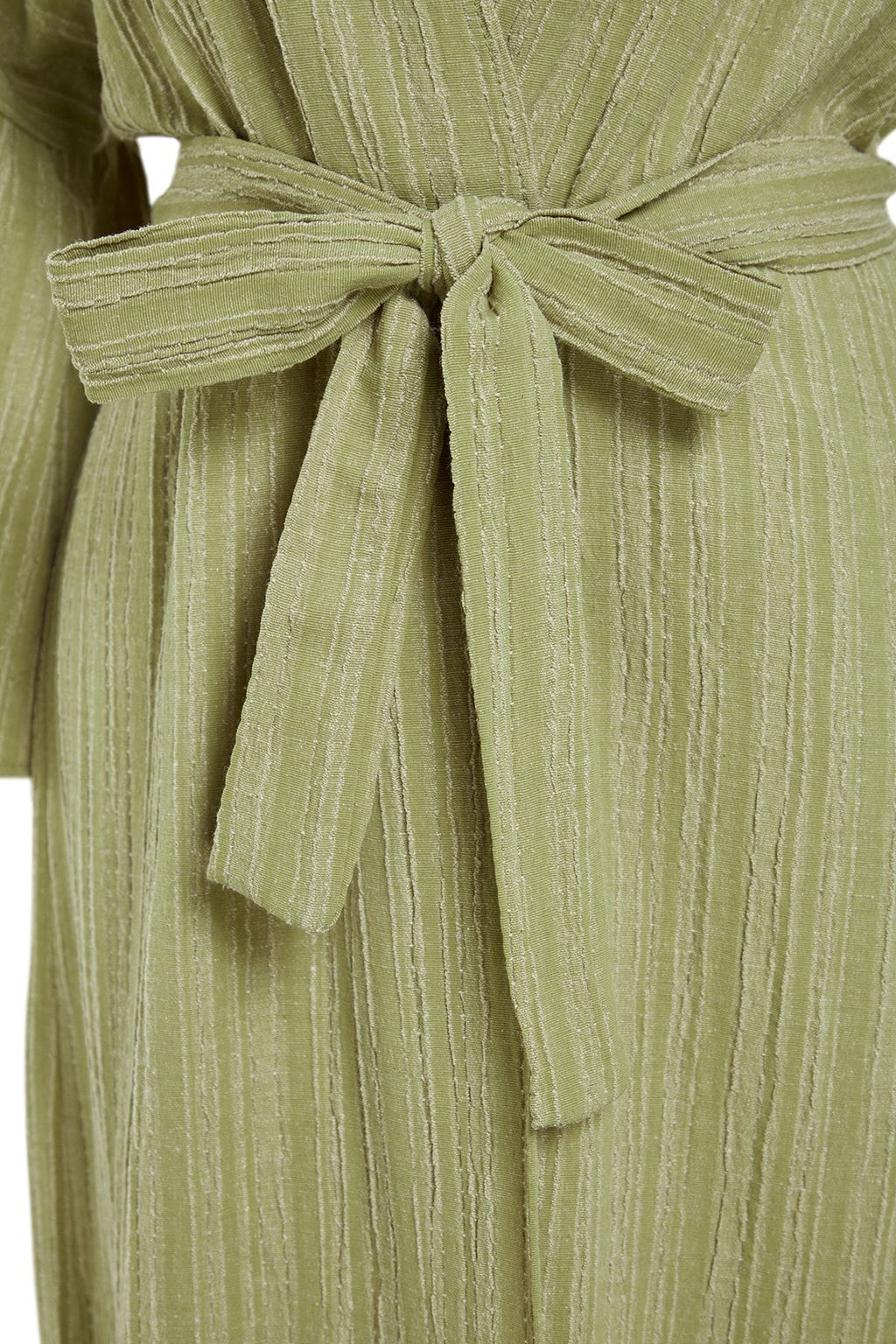 Haki Kusakl? Maxi Dokuma Volanl? Keten Kar?s?ml? Plaj Kimono&Kaftan TBESS23KM00028
