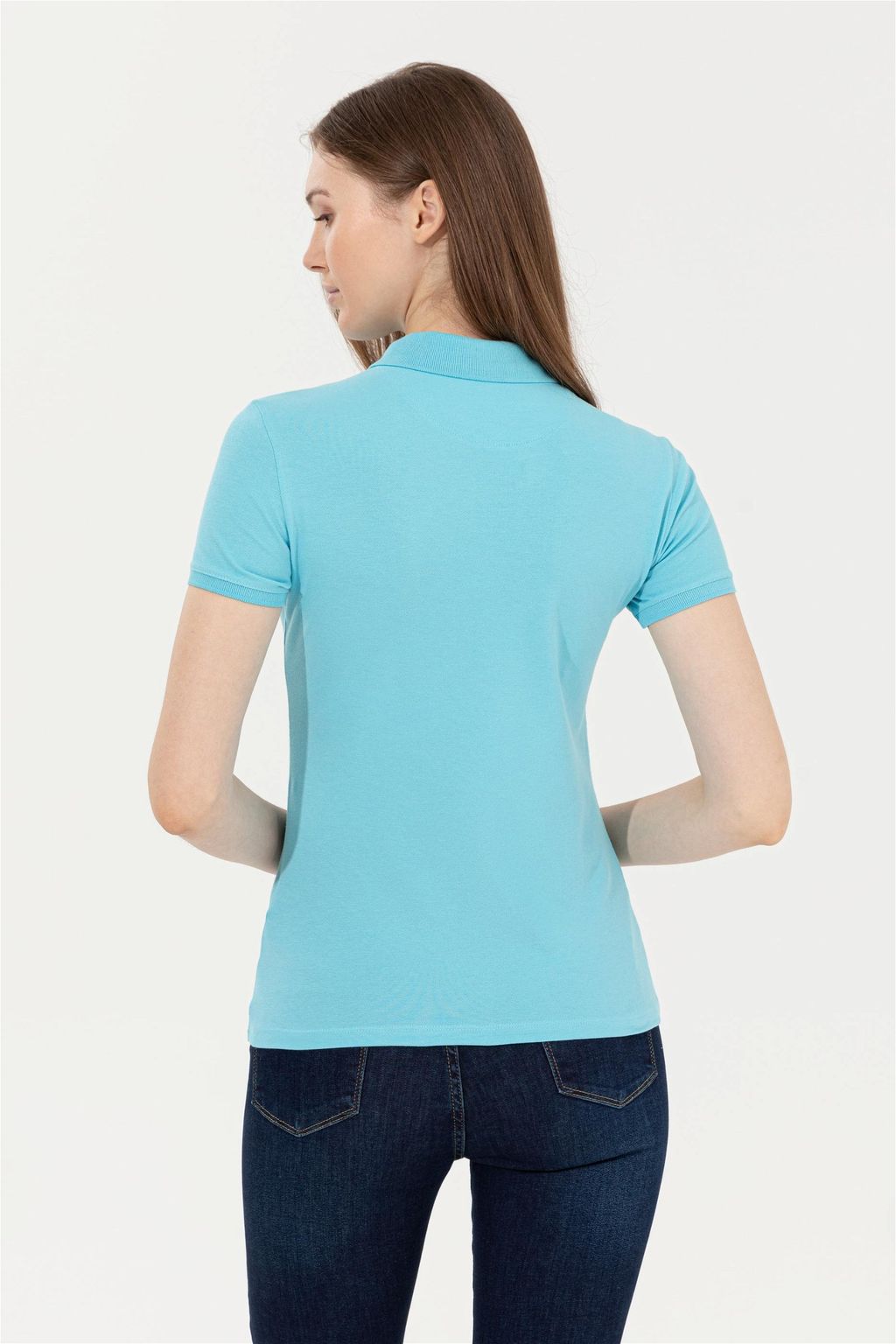 Женская бирюзовая футболка с воротником поло Basic - U.s. polo assn фото 5