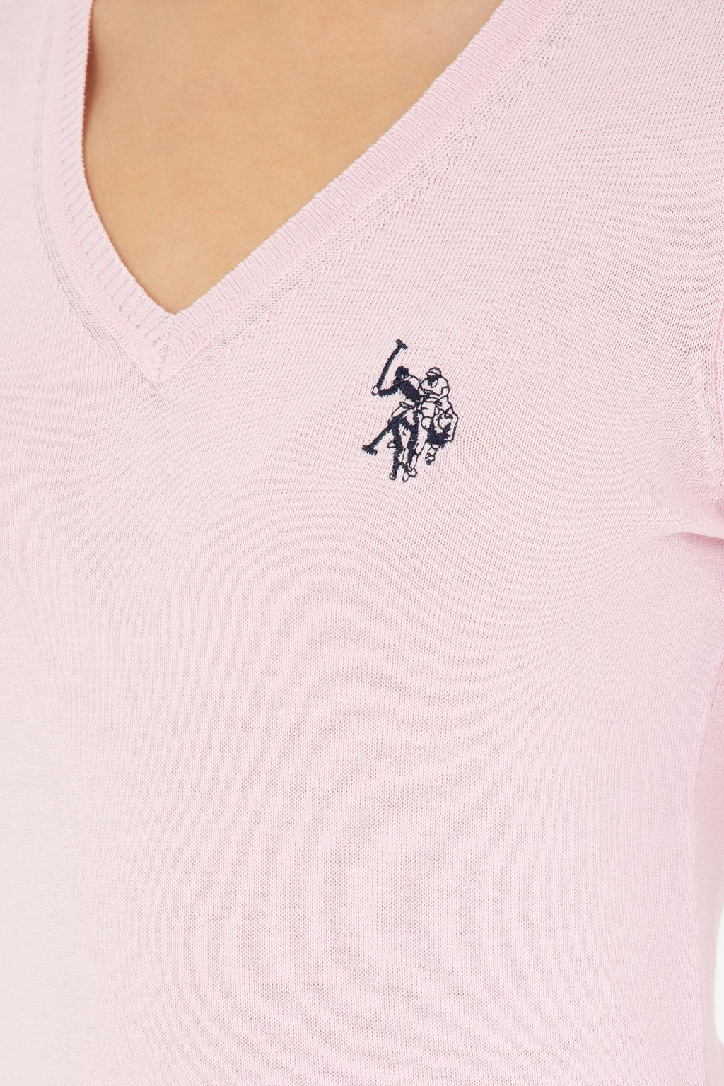 Женский розовый базовый свитер с v-образным вырезом Неожиданная скидка в корзине - U.s. polo assn фото 14