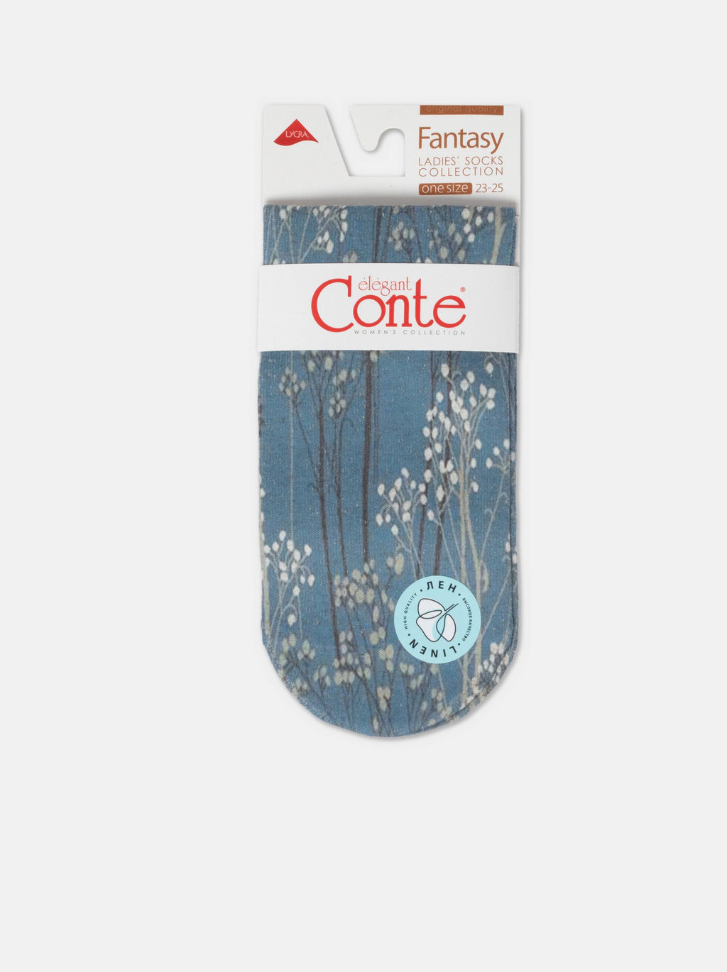 Цена за 2 пары. Носки Классические CONTE Носки с принтом FANTASY из смесовой пряжи с хлопком и льном джинс - Conte elegant фото 5