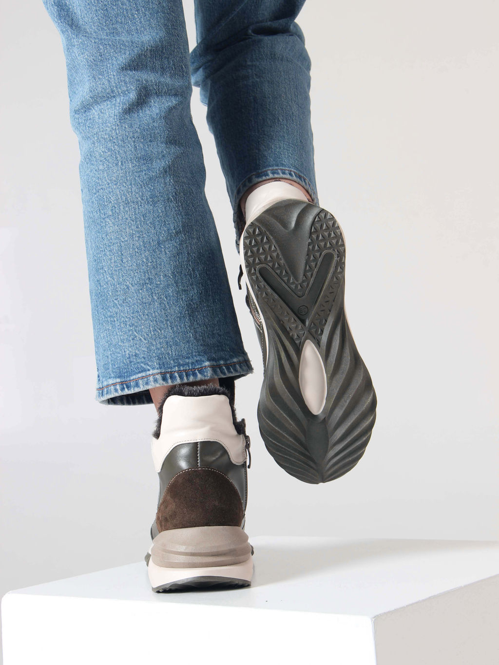 Ботинки 350.uno2gr. хаки бежевый/Байка