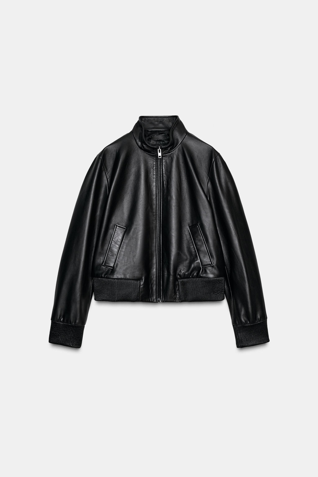 LIMITED EDITION ZW COLLECTION LEATHER BOMBER JACKET - Zara фото 6