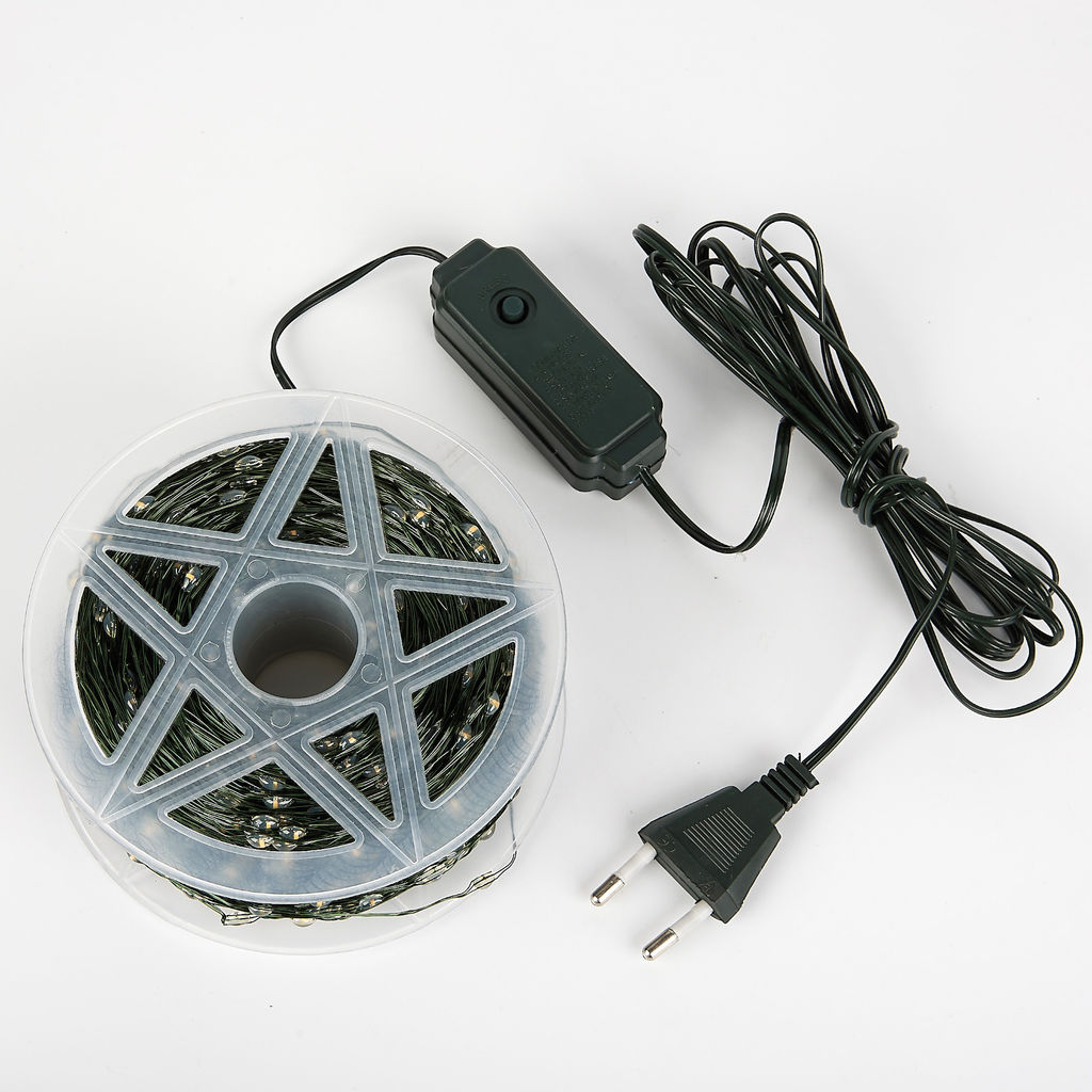 ULD-S40000-4000/DGA WARM WHITE IP20 DEW Гирлянда светодиодная "Роса", 400м. 4000 светодиодов. Теплый белый свет. Провод зеленый. ТМ Uniel