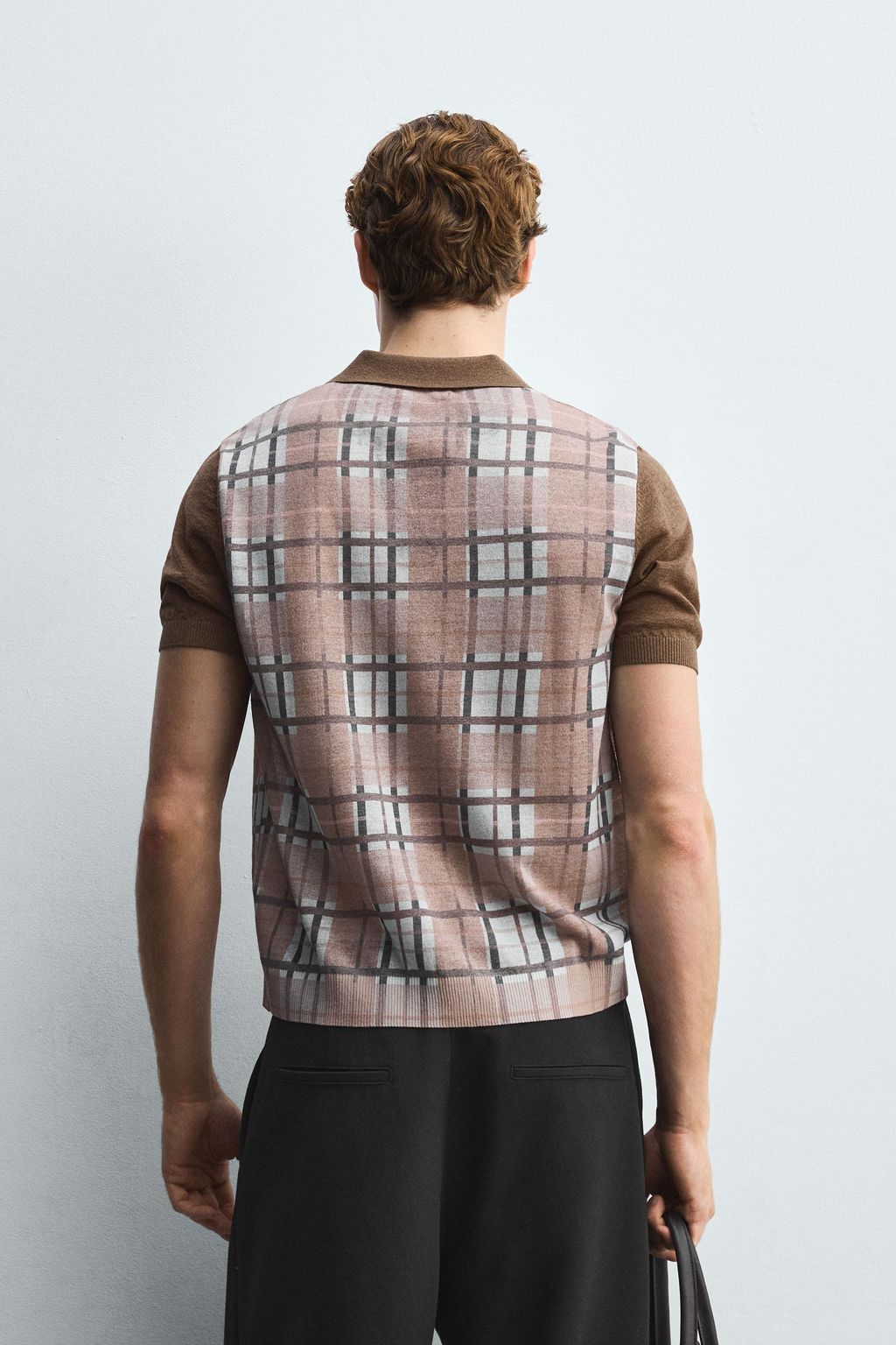 CHECK PRINT KNIT POLO SHIRT - Zara фото 3