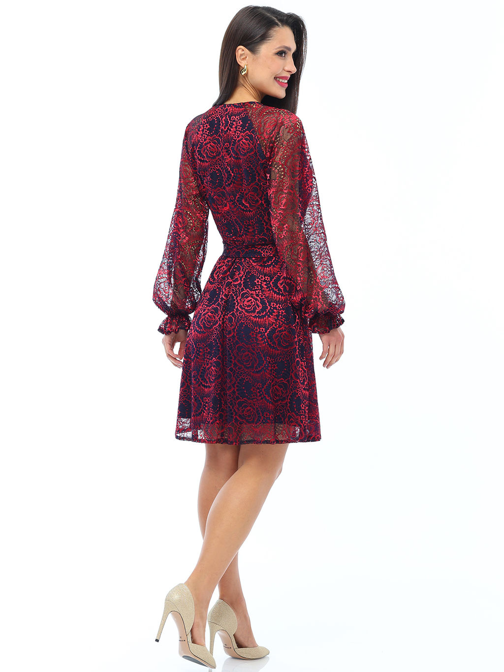 Платье из гипюра нарядное с поясом - Dstrend фото 4