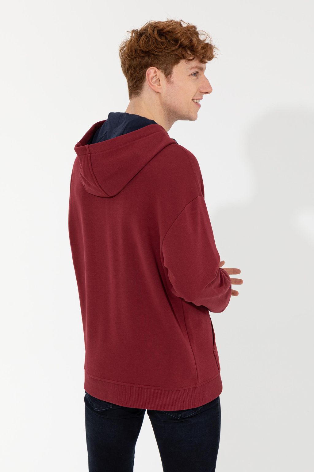 U. S. Polo Assn Мужская толстовка оверсайз с капюшоном вишневого цвета - U.s. polo assn фото 5