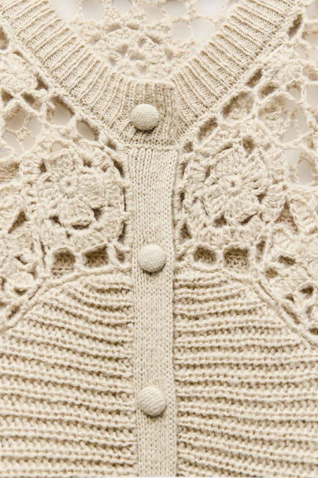 COMBINED CROCHET KNIT CARDIGAN - Zara фото 6
