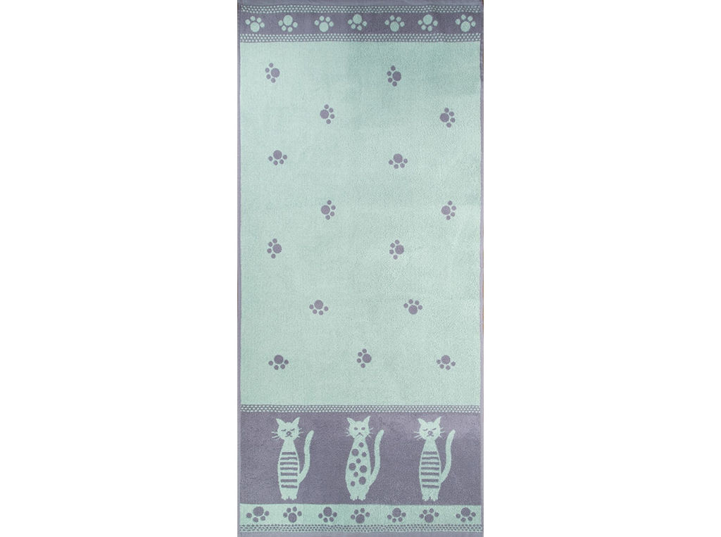 Полотенце махровое 6с102.411ж1 Коты(мятный2) 67х150см