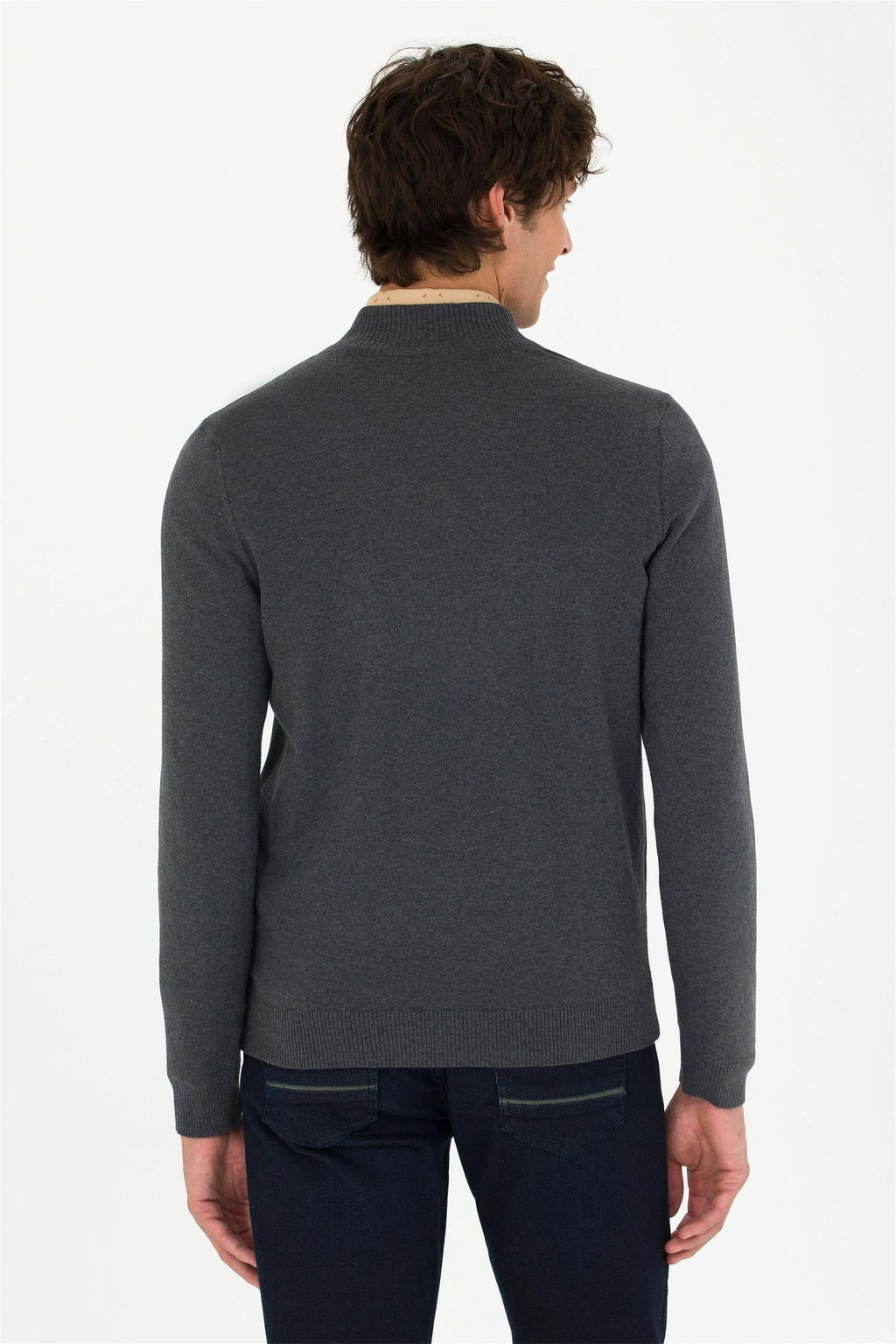 U. S. Polo Assn Мужской базовый трикотажный кардиган антрацитового меланжа - U.s. polo assn фото 12