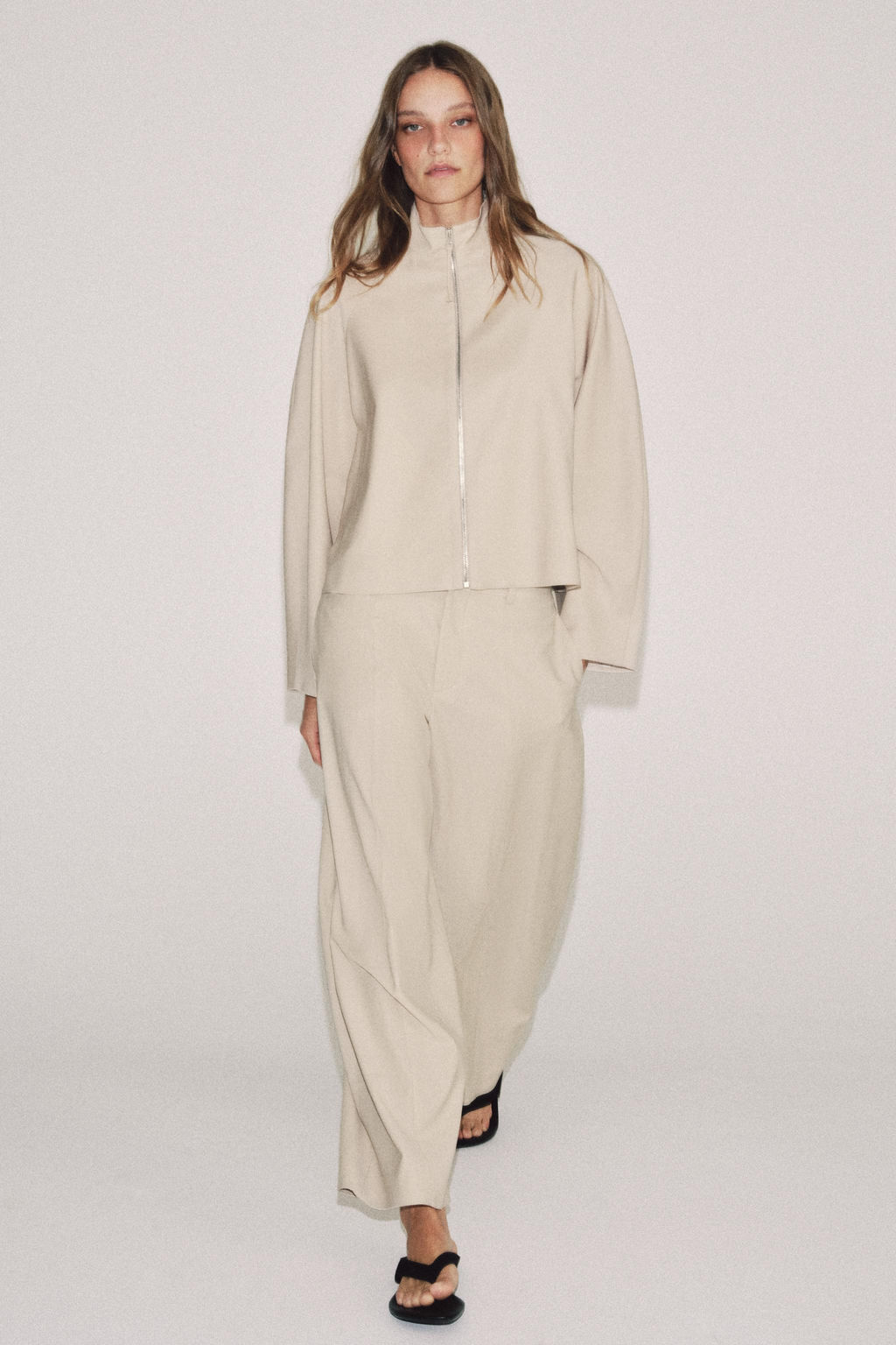 PANTAL?N BALLOON MEZCLA LANA ZW COLLECTION / Beige