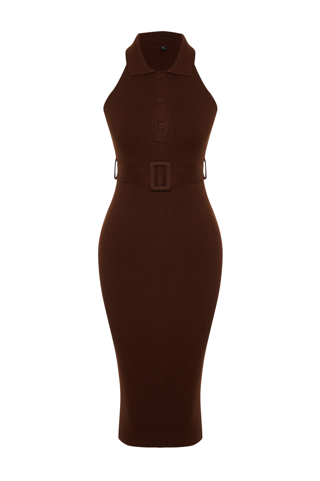 TRENDYOLMILLA Mavi Midi Triko Kemer Detayl? Elbise TWOSS22EL1031  фото 13