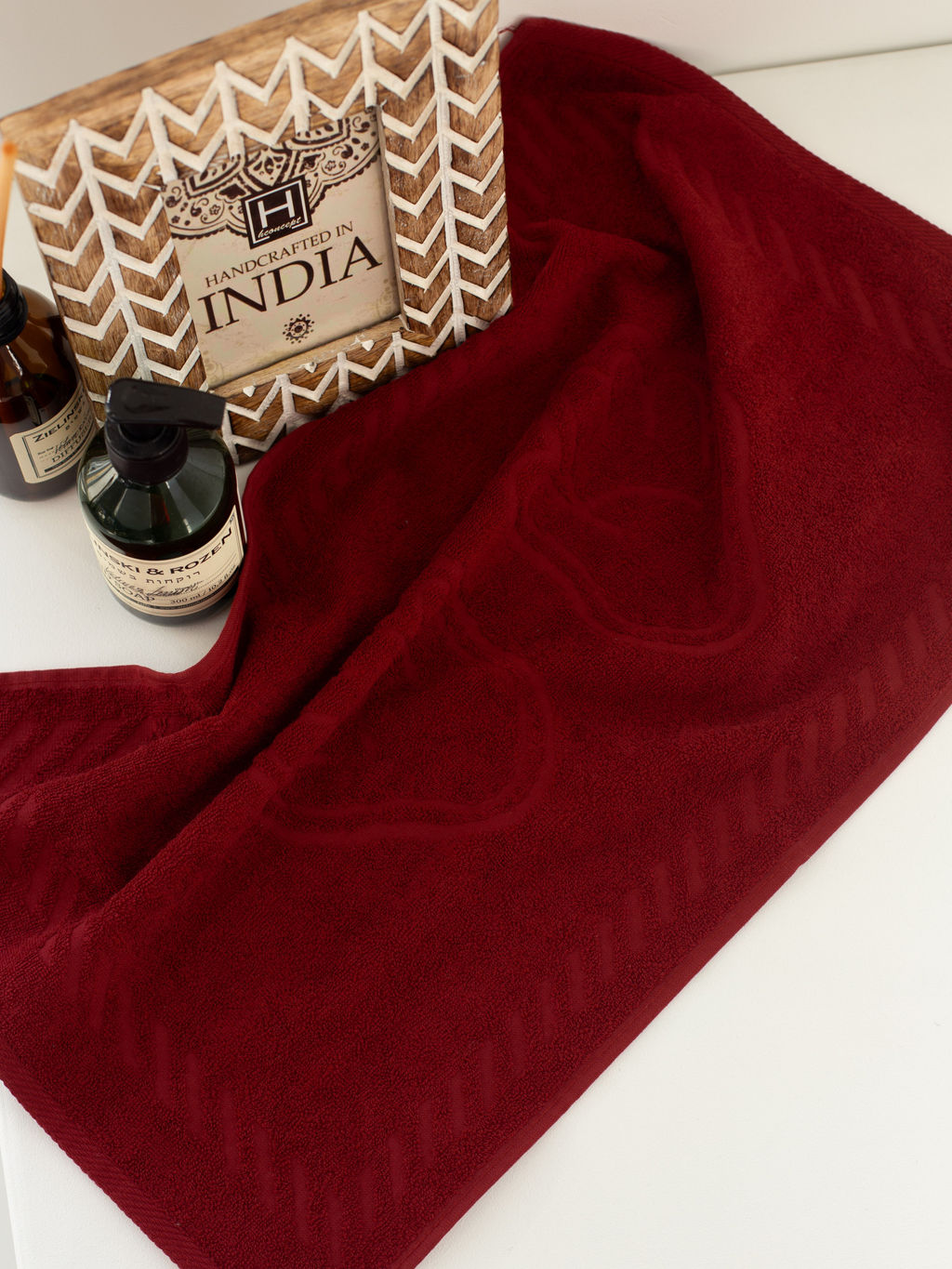 Полотенце махровое Ручки р.35*60 Бордовый