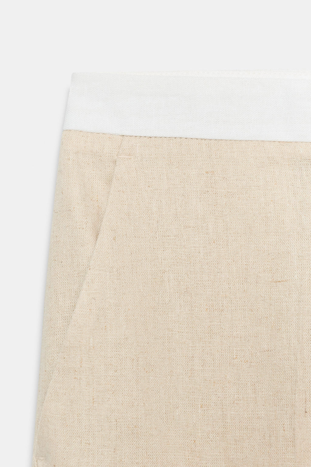 PANTAL?N RECTO CON LINO CINTURA CONTRASTE / Beige claro - Zara фото 9