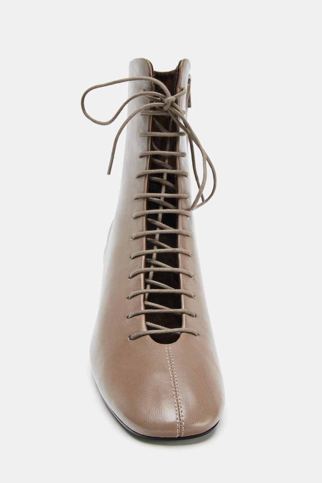 LEATHER LACE-UP ANKLE BOOTS - Zara фото 5