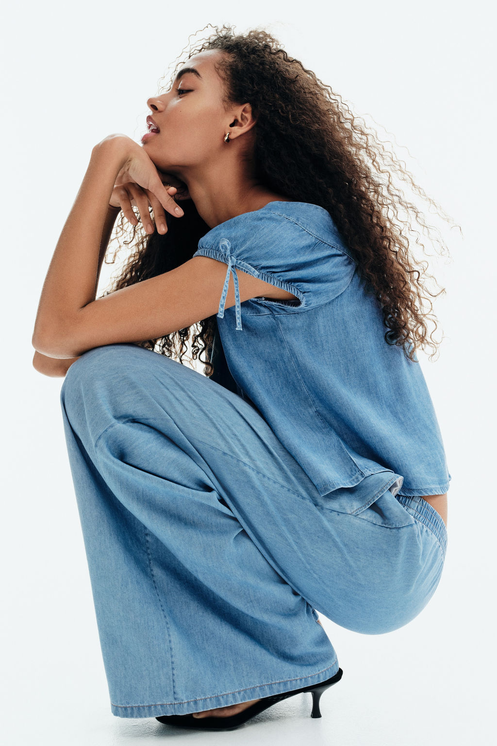 Blusa denim con manga puffy - H&m фото 2