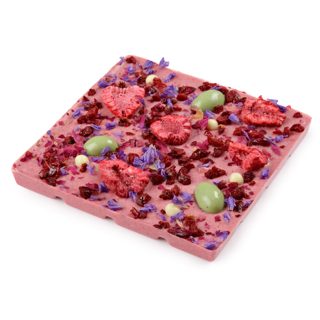 Шоколад белый с украшением Малина, вишня, зеленый чай 75 гр - Chokodelika фото 3