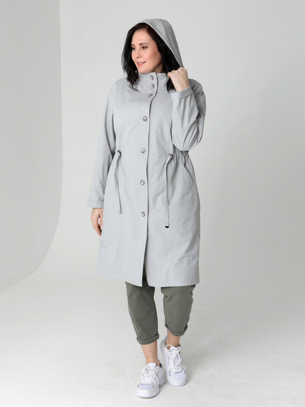 25137 Плащ св.серый - Dizzyway фото 3