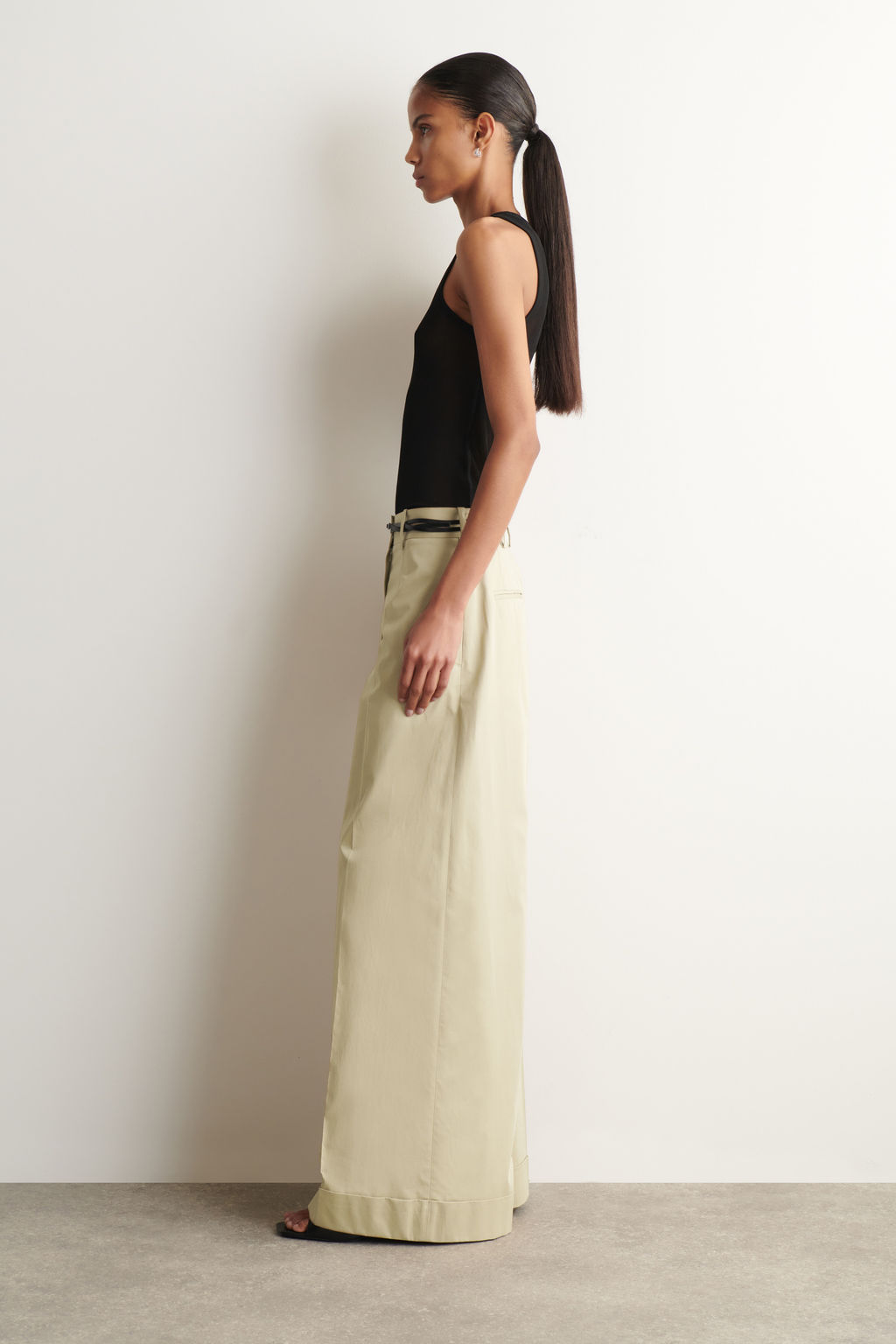 PANTAL?N WIDE LEG DE TWILL DE ALGOD?N